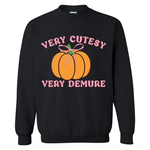 Very Cutesy Demure Pumpkin Bow coquette fall crewneck - Picture 1 of 1